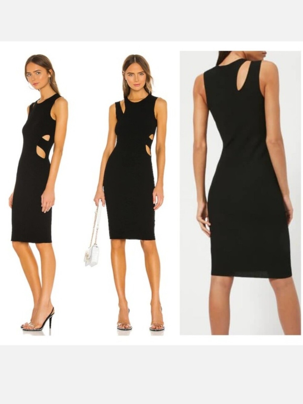 Helmut Lang Slash Cutout Overlay Tank Dress Black Size D